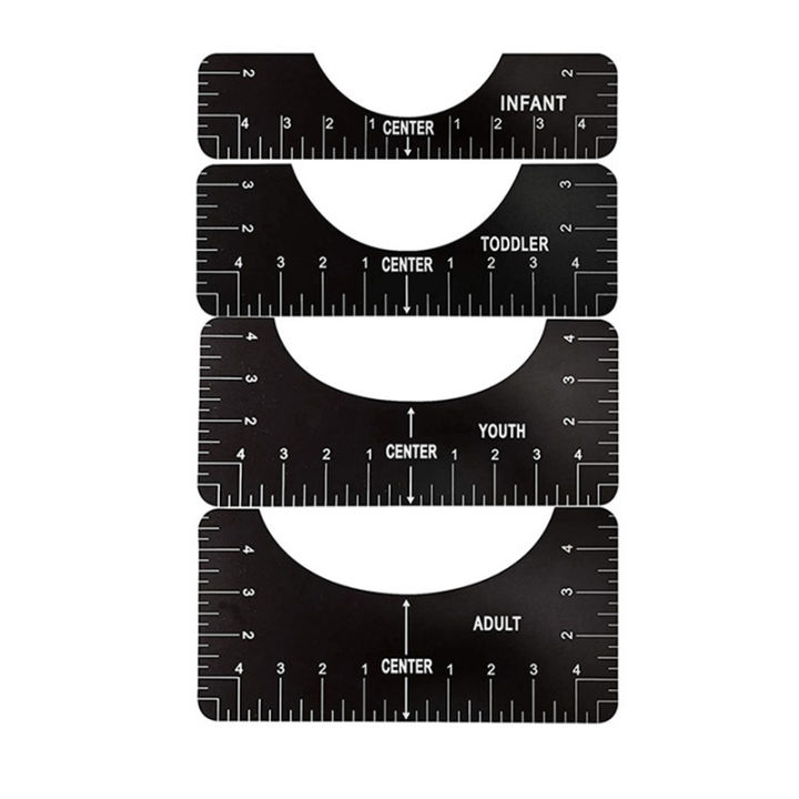 T‑Shirt Alignment Guide Tool, 4PCS Garment Measuring Ruler T Shirt Ruler  for Heat Press/sublimation/screen Printing for Adult Youth Toddler Infant  Garment : : Home & Kitchen