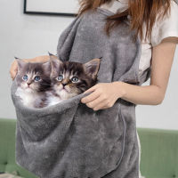2021NEW Sleeping Bag Cat Coral Velvet Cat Apron Anti-adhesive Fur Kangaroo Pocket Warm Nest Cat Bag Hug Cat Home Clothes