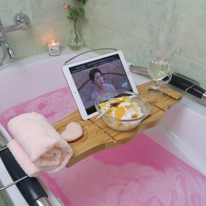 Bathtub rack bathroom retractable shelf board multifunctional bathtub