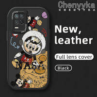 เคส Chenyyyka สำหรับ Realme 8 8S 5G Q3 V13 Q3i Narzo 30 5G เคสลายการ์ตูนนักบินอวกาศมิกกี้เคสใส่โทรศัพท์หนังใหม่เคสฝาปิดเลนส์เต็มรูปแบบกล้องกันกระแทกฝาหลังป้องกันซิลิโคนเคสนิ่ม