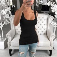 ☄❦ Sleeveless Round Neck Loose T Shirt Tight Top Ladies Singlets Camisole