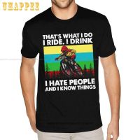 Custom Short Sleeve T Shirts For Men Vintage Clothing What I Want To Ride Drink I Hate People And What I Know