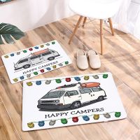 （Queena carpet）พรมปูพื้น Happy Camper สำหรับตกแต่งบ้านหลากสี,พรมรถลายการ์ตูนสำหรับพรมสักหลาดบ้านพรมห้องโถงกันลื่นสำหรับห้องในบ้าน