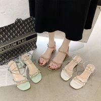 Female college students in the summer of 2023 new diamond sandals joker fairy ethos qualitative high heels hot style thick with Roman shoes