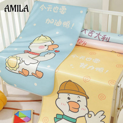 ผ้าปูยางสามารถสูดหายใจได้เสื่อเด็กพับได้หนาพิมพ์ลายผ้าไหม AMILA น้ำแข็งเสื่อรองเด็กทารก