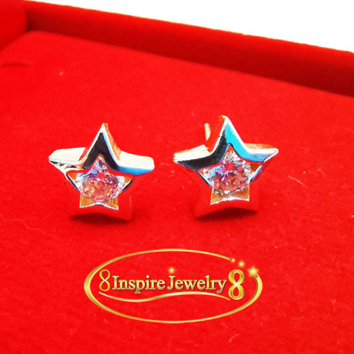 inspire-jewelry-ต่างหูเพชรสวิสรูปดาว-ไซด์กลาง-งานจิวเวลลี่-gold-plated-size-m