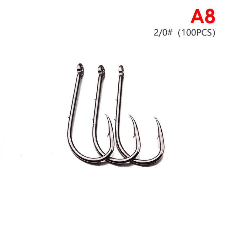 laogeliang-100ชิ้น-ล็อต-carbon-steel-fishing-hooks-head-big-crank-bass-hook-crank-หนาม-hook