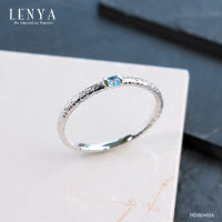 Lenya Jewelry  แหวนบลูโทแพซ (Blue Topaz) ตัวเรือนเงินแท้ชุบโรเดียม เพิ่มลวดลายบนตัวเรือนให้ดูเก๋ไก๋ สีฟ้าที่สดใสช่วยให้จิตใจสงบเยือกเย็น