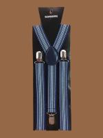 สายเอี๊ยม Suspenders ลายทางสีน้ำเงินขาวดำเทา