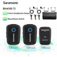 Saramonic Blink500T2 Wireless Microphone Set Lavalier Dual Transmitter &amp; 1 Receiver Lapel Mic For Vlog Streaming YouTube For iPhone iPad Android DSLR Camera Smartphone Tablet,328ft Range(100M), Rechargeable(12 Hrs Working Time)