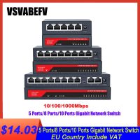 Gigabit Network Switch 10/100/1000Mbps 5/8/10 Port RJ45 LAN Hub Fast Ethernet Switch Bandwidth 10G Full Duplex IEEE802.3u