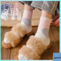 GUASH Warm WARM ปุย หนา ตุ๊กตา นุ่ม ถุงเท้ากำมะหยี่ปะการัง ถุงเท้าตั้งพื้น Cashmere Sox ลายอุ้งเท้า