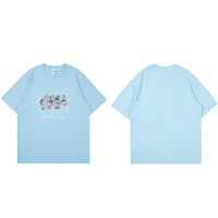 Men Hip Hop T Shirt Streetwear Harajuku Bear Family Printed Tshirt Summer Short Sleeve Cotton Loose T-Shirt Black White