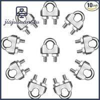 JIAJUSUANSOU 10ชิ้นคลิปลวดสลิงสแตนเลส M5คลิปสายยึดเชือกติดตั้งได้ง่ายคลิปสายเคเบิลเชือกที่รัดสายเคเบิ้ล