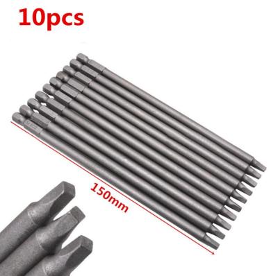 CIFbuy 10Pcs S2 Square Screwdriver Steel Magnetic 150mm Length Long Bit Set Hex Shank Security Head Electric Screwdriver Hand Tool