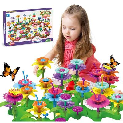 Girls DIY Flower Garden Toys Building Blocks Kids Toddlers Playset Bouquet Creative Growing Floral Garden Parents-child Interct