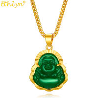 Ethlyn Green Jade Buddha Statue Pendant Necklace for Men Women FengShui Good Luck Amulet Gift Bodhisattva Talisman MY281