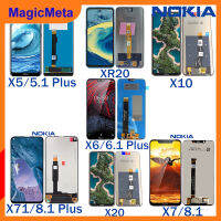 MagicMeta หน้าจอจอ LCD แบบดั้งเดิมสำหรับ Nokia X 5(5.1บวก) X6(6.1บวก) X7(8.1) X71(8.1บวก) X20 X10 XR20หน้าจอสัมผัสแอลซีดีสำหรับชุด Nokia X พร้อมเครื่องมือซ่อมและกาวฟรี