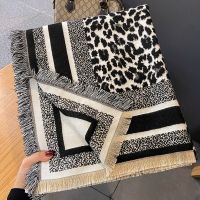 Designer Brand Square Scarf Women Winter Cashmere Large Shawl Wraps Leopard Print Blanket Scarves Warm Bufandas Female Foulard