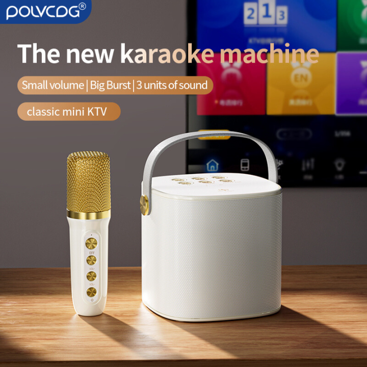POLVCDG bluetooth speaker super bass mini videoke machine with mic