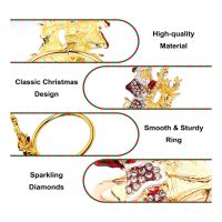 12ชิ้นคริสต์มาสแหวนผ้าเช็ดปากชุบโลหะคริสต์มาสผู้ถือผ้าเช็ดปากแหวนคริสต์มาสผ้าเช็ดปากหัวเข็มขัดตารางตกแต่งผู้ถือ