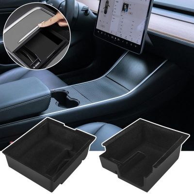 【LZ】∋✧✉  Traseira Central Control Storage Box para Tesla Modelo 3 e Y Auto Trash Can Interior Carteira Cartões Organizador do Telefone Acessórios do carro