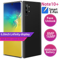 6.8นิ้ว HD + Note10 + สมาร์ทโฟน8GB + 8MP 128GB + 16MP Android 9.1 10-Core 4GLTE