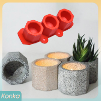 ✨ Konka แม่พิมพ์หม้อซิลิโคน3ช่อง,แม่พิมพ์ถ้วยกระถางปูนซีเมนต์ดอกไม้อวบน้ำคอนกรีต