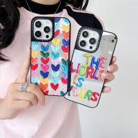 เคสโทรศัพท์มือถือกระจก กันกระแทก ลายหัวใจ สําหรับ iPhone 15 Pro max 14 Promax 13 mini 12 11 XS XR XSMAX 7G 7 Plus SE2020