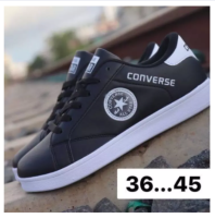 "รองเท้าผ้าใบCONVERSE รองเท้าหนัง *ดำ* SIZE.36-45 ควร+เพิ่ม 1 size รองเท้าผ้าใบ รองเท้าแฟชั่น รองเท้าใส่เที่ยว *มีปลายทาง"