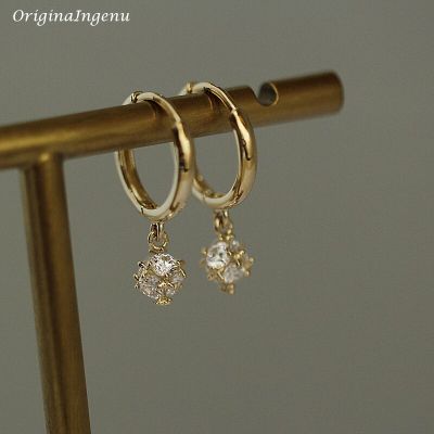 9K Solid Gold Hoop Earrings Dainty Zircon Hoop Earrings Real Gold Hoop Jewelry 9K Gold Fine Jewelry Tarnish Resistan Earring