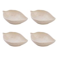 4 Pcs Wheat Straw Seasoning Dish Creative Leaves Shape Food Sauce Dish Seasoning Bowl