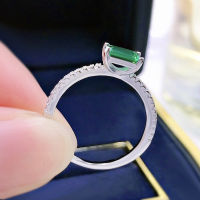 OEVAS 100 925 Sterling Silver 4*6mm Synthetic Emerald Wedding Rings For Women Sparkling Wedding Engagement Fine Jewelry Gift