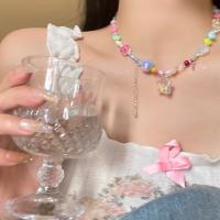 ✵ Dopamine Girl Colorful Tassel Star Necklace Girls Small Clavicle Chain Beaded Accessories