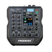 Freeboss AG-AS04B 24Bit 99DSP Effects 192KHz ความถี่การสุ่มตัวอย่าง Bluetooth Mini Audio Mixer พร้อมบันทึก USB และ 48V Phantom Power