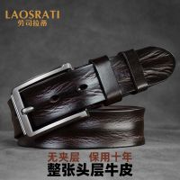 2023 New★ Rollslati Belt Mens Genuine Leather Top Layer Pure Cowhide Belt Casual Pin Buckle Middle-aged and Young Trendy Jeans Belt