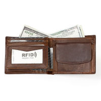 แท้ Cowhide Kulit En บางเฉียบ Bifold RFID Dompet Koin กระเป๋าสตางค์ R Pendek Megang Kad Kecil กระเป๋าสตางค์ Lelaki