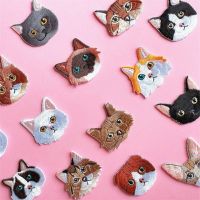 AHYONNIEX Brand Cute Embroidery Cat Patch Kids Clothing Patches Backpack Decoration Fabric Applique Small Iron On Patches Pipe Fittings Accessories