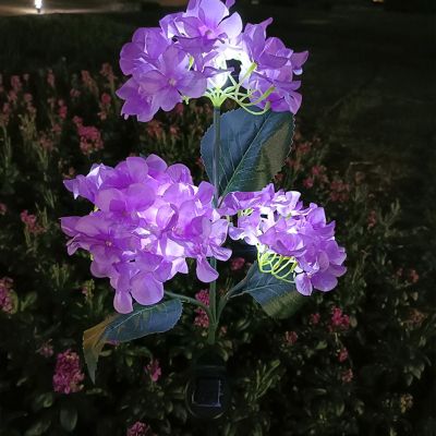 3 Heads Hydrangea Ground Light Durable LED Solar Decorative Pathway Landscape Lights Easy Installation Simulated for Home Garden