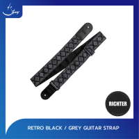 สายสะพายกีตาร์ Richter Retro Black / Grey Guitar Strap | Strings Shop