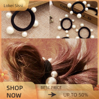 Lokei 3X Women Pearl hair TIES สายรัดยางยางยืดแหวน Hairy TAIL holde