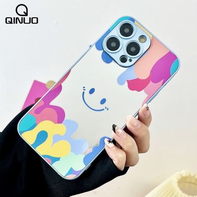 Luxury Smile Face Mirror Case For iphone 14 Plus 11 12 13 Pro Max Clear Makeup Mirror Colorful Shockproof Acrylic Cover Bumper Phone Cases