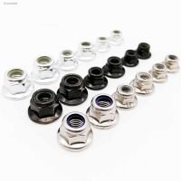 卍✁ 2/5/10pc M3 M4 M5 M6 M8 M10 M12 Black Carbon 304 A2 Stainless Steel Hex Flange Nylon Insert Lock Nut Self-locking Nylock Locknut