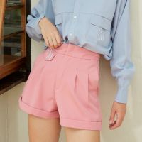 ?BROWNIE SHORTS (สีชมพู) กางเกงขาสั้นเอวสูง ใส่แล้วช่วยพรางหุ่น ทำให้ดูเอวเล็กมีสะโพก มีดีเทลปากกระเป๋าปักโลโก้น่ารักค่ะ