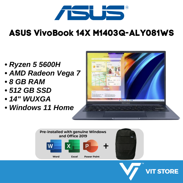 ASUS VIVOBOOK 14X M1403Q-ALY081WS Laptop (AMD Ryzen5 5600H, 8GB, 512GB ...