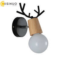 Nordic Modern Deer Antlers LED Wall Light Black White Solid Wood Novelty Animal Wall Lamp Home Fixtures for Bedroom Living Room