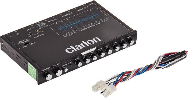 clarion-eqs755-7-band-car-audio-graphic-equalizer-with-front-3-5mm-auxiliary-input-rear-rca-auxiliary-input-and-high-level-speaker-inputs-black