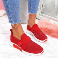 Spring Flats Women Shoes Crystal Solid Color Female Mesh Sneakers Ladies Sport Shoes White  Fashion Mujer Vulcanized Shoes