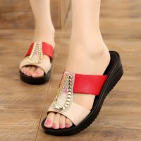 Women Sandals Summer Fashion Leathe Open Toe Round Toe Wedges Sandals Shoes Women Beach Casual Slipper Low Heels Walking Sandals