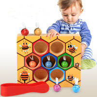 Montessori Educational Industrious Little Bees Kids Wooden Toys for Children Interactive Beehive Game Board Funny Toys Gift